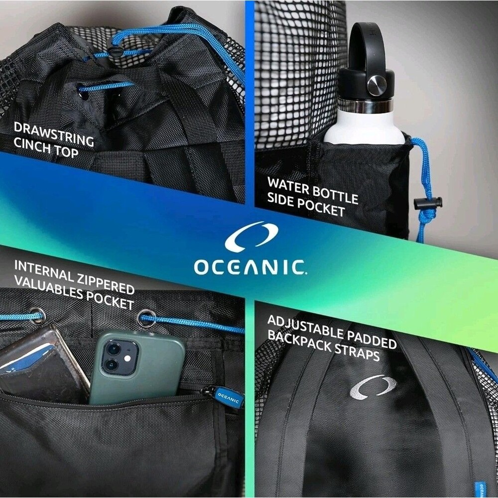 Oceanic Mesh Backpack Gear Bag 82L Black Oversized Scuba Dive Sport Bag NIP - Picture 4 of 15